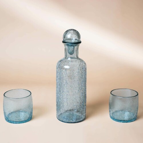 duo lella Transparent verre soufflé craquelé